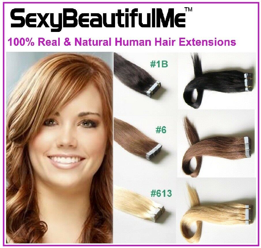 100%Human Hair Extension 20Pcs 50G Tape In Brazilian Real Thick-SexyBeautifulMe®
