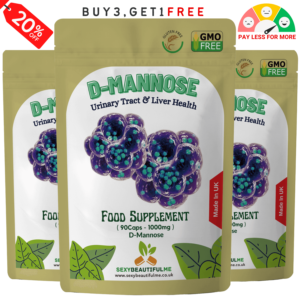 D-Mannose Capsules 1000mg-Healthy Urinary Tract-Cystitis Relief UTI-Liver Health